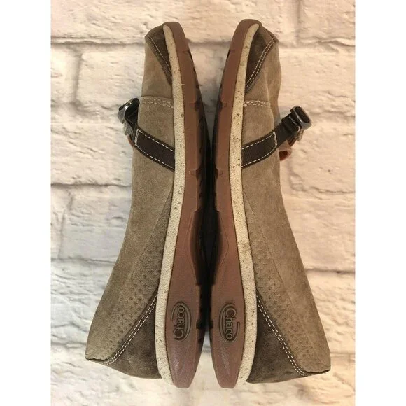 CHACO CLARA Tan Nubuck Flats Slip On Shoes Buckle Womens 8.5 (g1f) - Picture 5 of 10